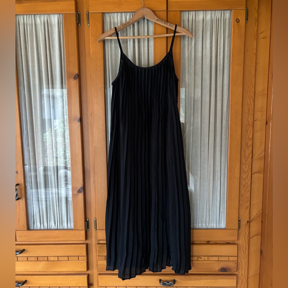 Pleated Satin Slip Dress